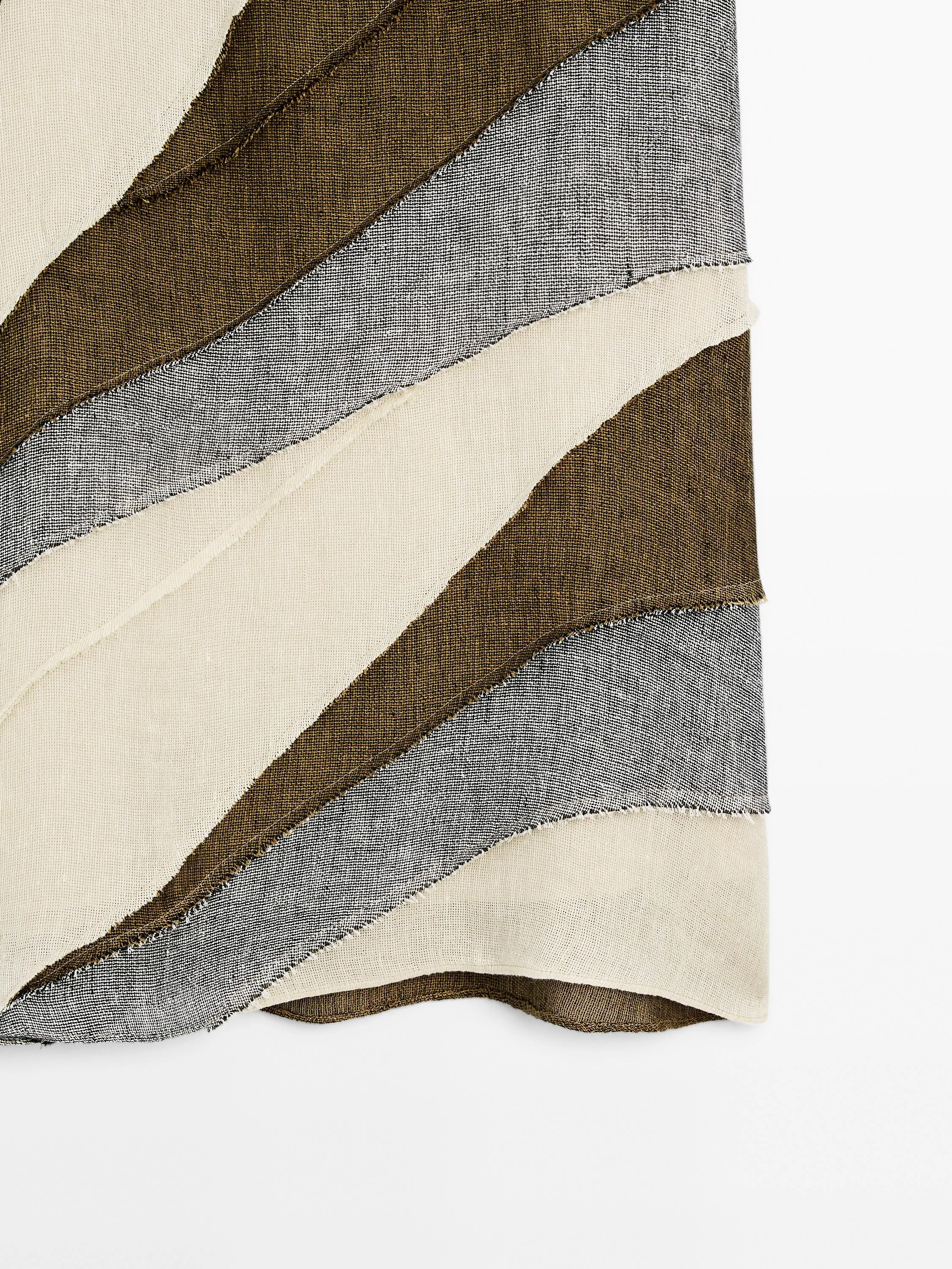 100% linen patchwork midi skirt