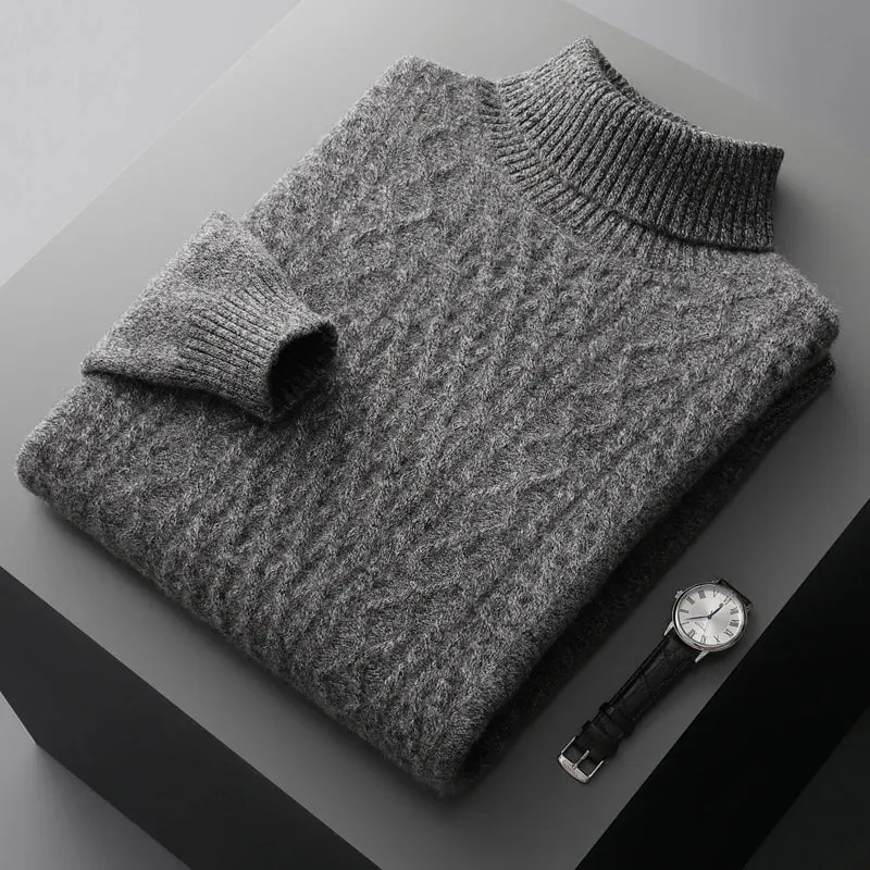 100%  Wool Cashmere Turtleneck Pullover Sweater for Men