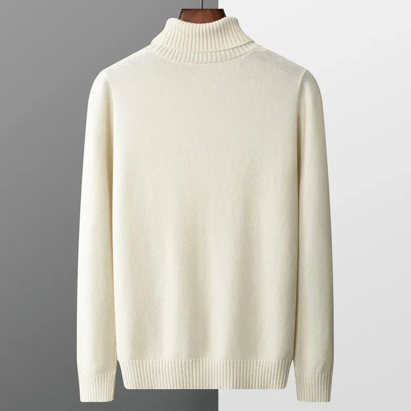 100%  Wool Cashmere Turtleneck Pullover Sweater for Men
