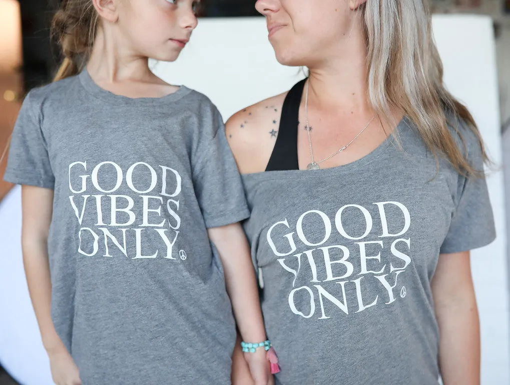 2 Piece Sets for Mama   Me - Good Vibes Only - Gray Tee