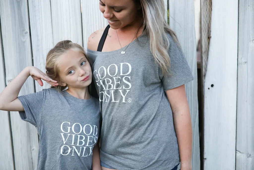 2 Piece Sets for Mama   Me - Good Vibes Only - Gray Tee