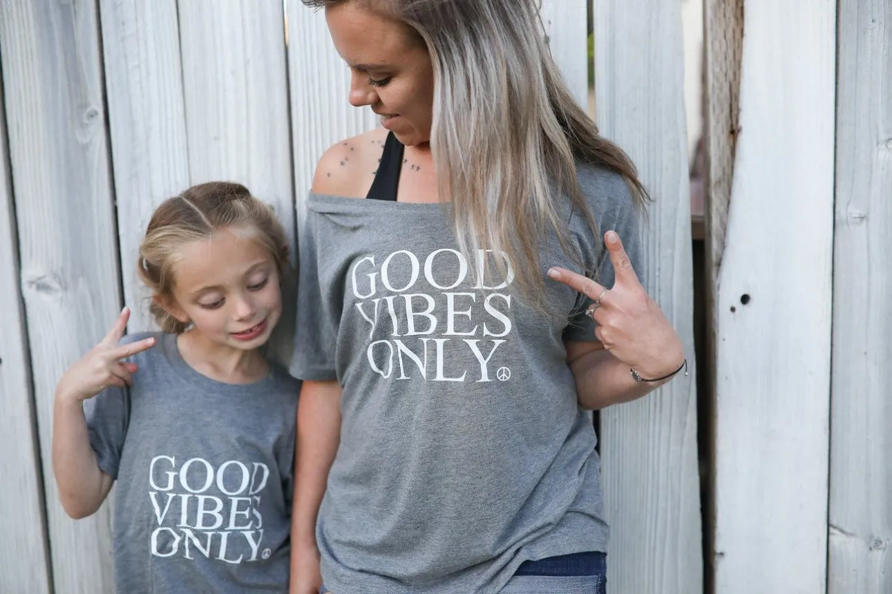 2 Piece Sets for Mama   Me - Good Vibes Only - Gray Tee