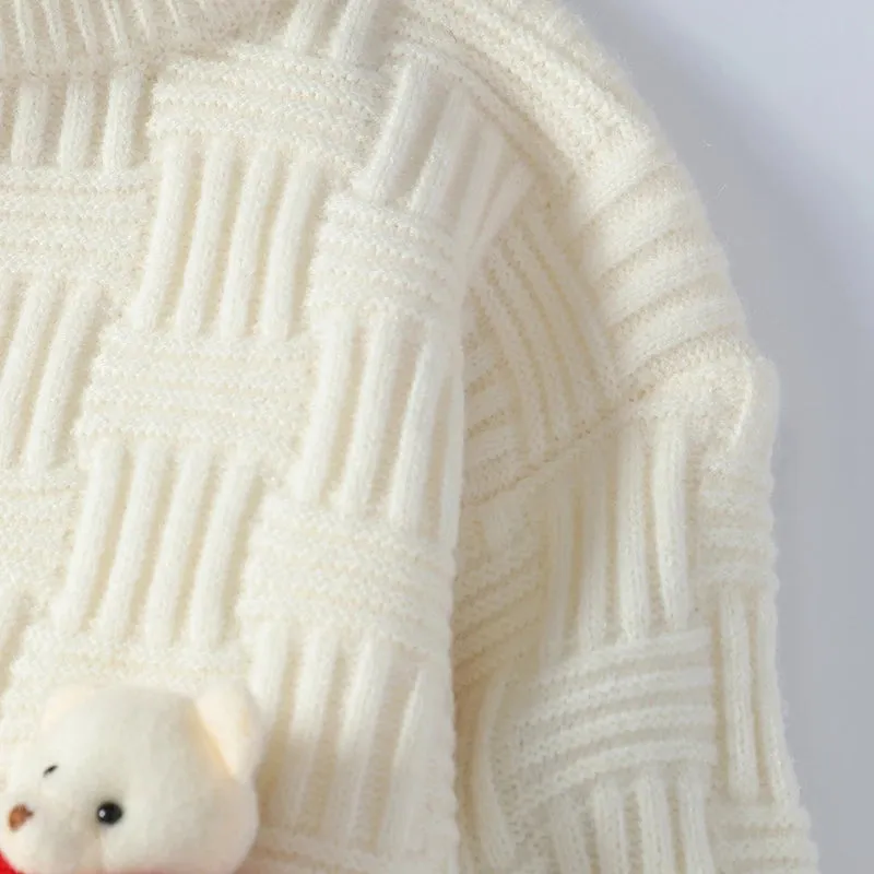 2024 New Autumn Winter High End Thick Warm Sweater Men Korean Fashion Mens Sweaters With Bear Long Sleeve O-Neck Male Pullovers