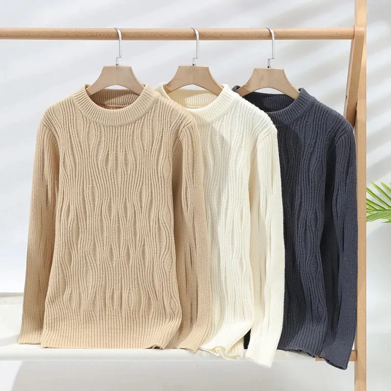 2024 New Autumn Winter High Quality Casual Knit Sweater Men Long Sleeve Slim Fit Mens Jumpers Thick Warm Male Pullover Sweaters