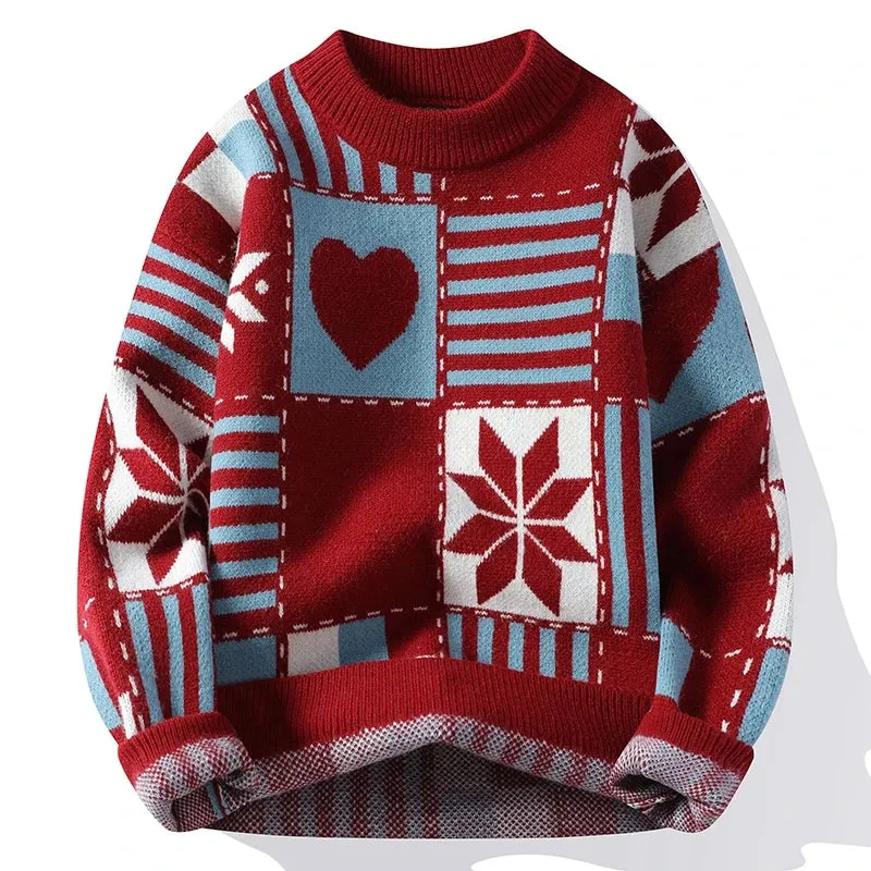 2024 New Autumn Winter Top Grade Luxury Cashmere Pullovers Korean Fashion Mens Christmas Sweaters Thick Warm Loose Sweater Men