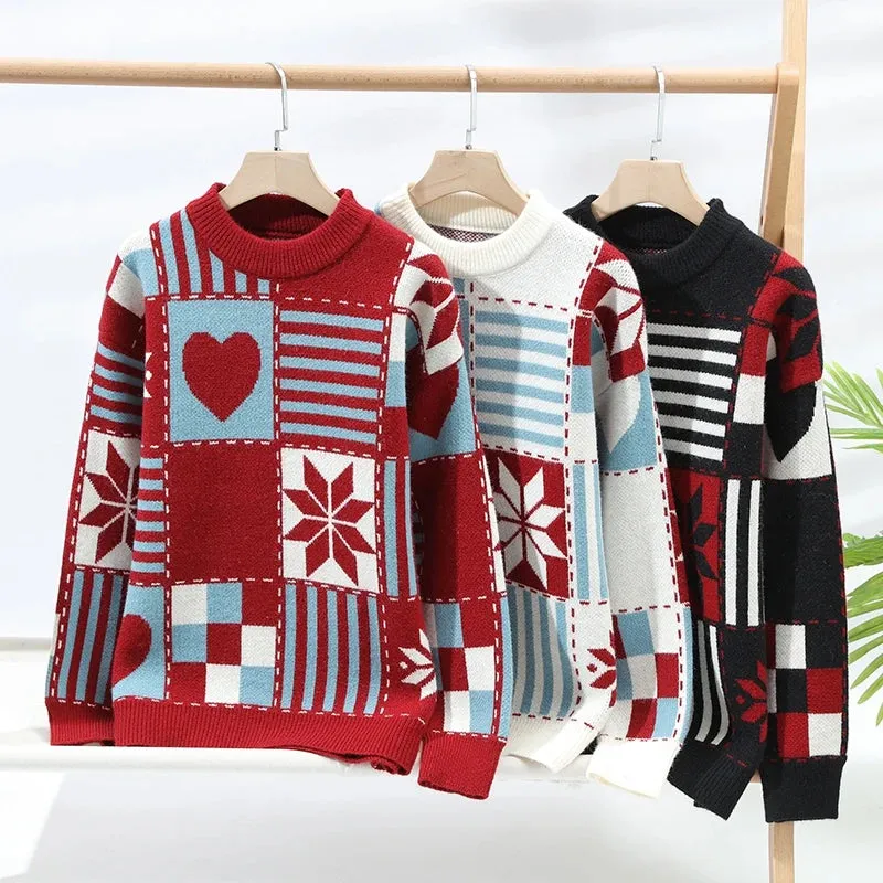 2024 New Autumn Winter Top Grade Luxury Cashmere Pullovers Korean Fashion Mens Christmas Sweaters Thick Warm Loose Sweater Men