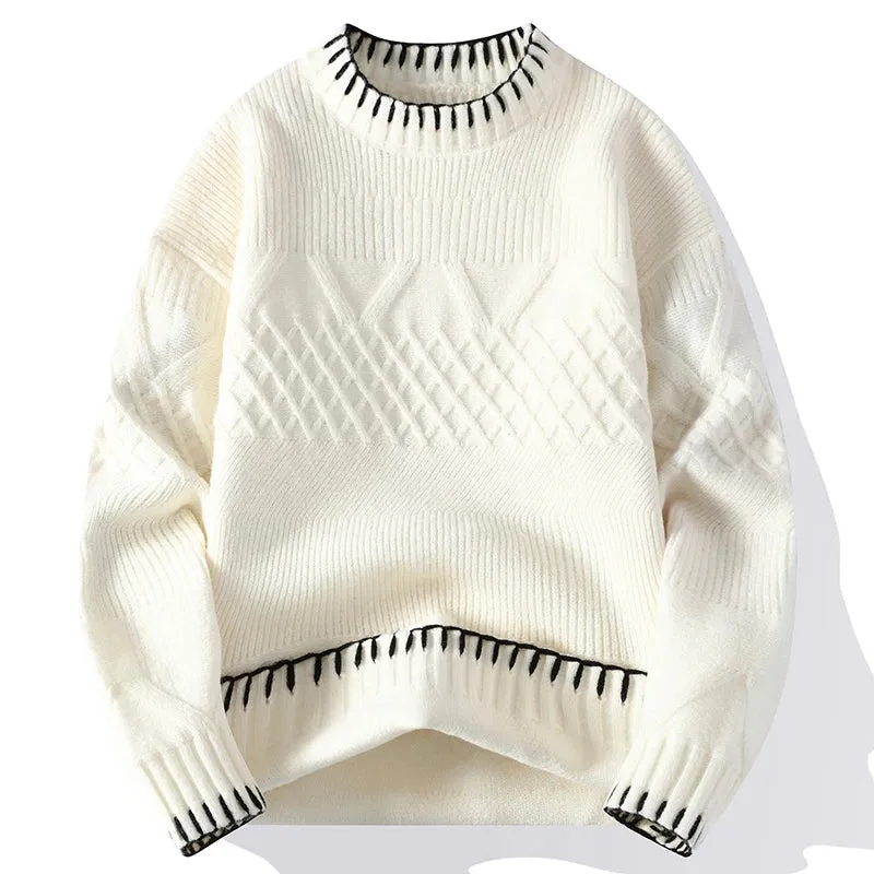 2024 New Fall Winter High End Thick Warm Knit Sweater Men Long Sleeve Turtleneck Pullover Sweaters Korean Harajuku Mens Jumper