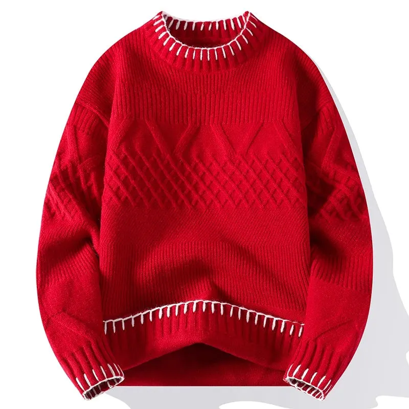 2024 New Fall Winter High End Thick Warm Knit Sweater Men Long Sleeve Turtleneck Pullover Sweaters Korean Harajuku Mens Jumper