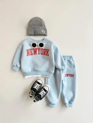 2pcs/Set Baby Boy Clothing Soft And Comfortable Faux Two-Piece Letter Print Outdoor Casual Outfit   Long Pants for Autumn And Winter with Fleece Lining, for Outdoor