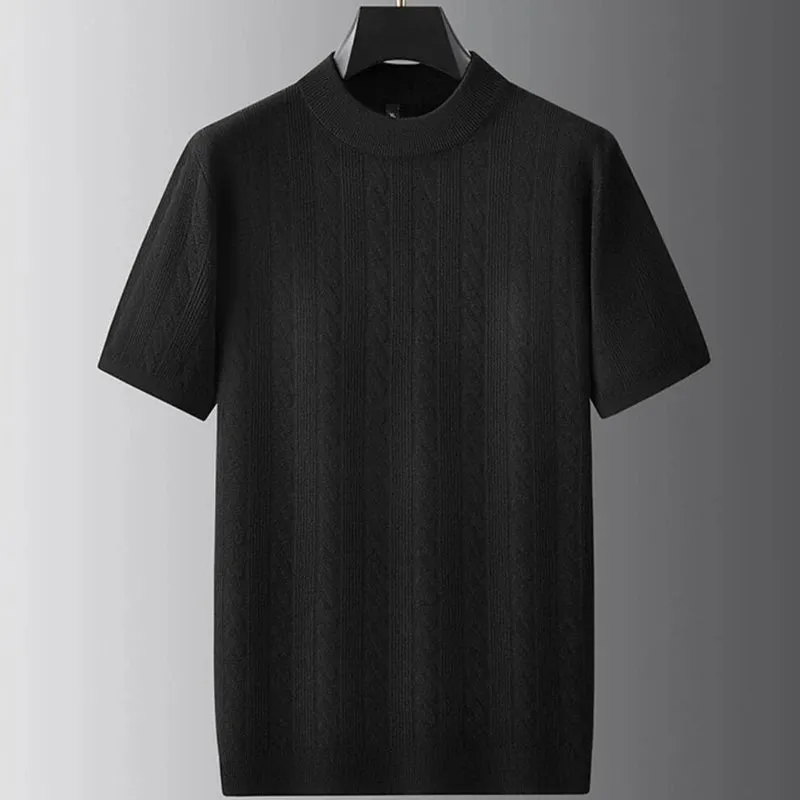8XL 7XL 6XL 2024 New Fall Casual Turtleneck Wool Sweater Men Short Sleeve Mens Pullover Sweaters High End Luxury Brand Clothing