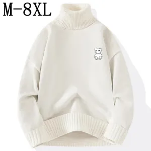 8XL 7XL 6XL 2024 New Fall Winter High End Cashmere Sweater Men Fashion Bear Printed Mens Christmas Sweaters Turtleneck Pullovers