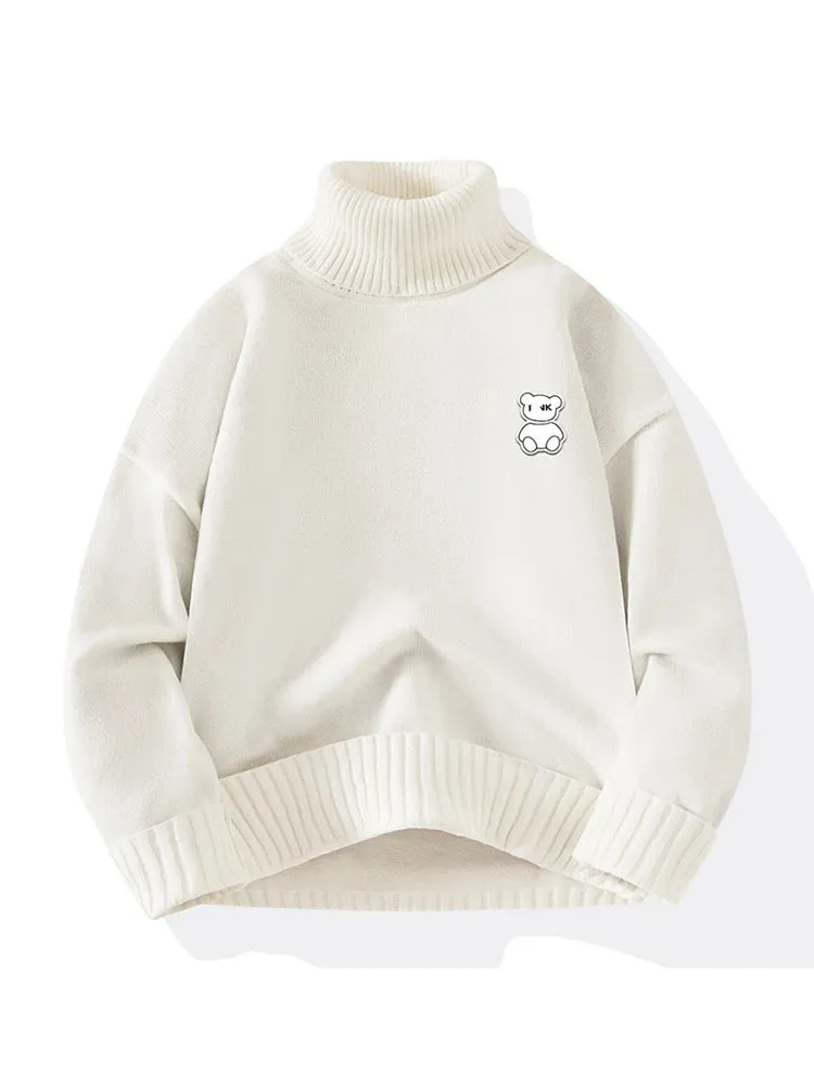8XL 7XL 6XL 2024 New Fall Winter High End Cashmere Sweater Men Fashion Bear Printed Mens Christmas Sweaters Turtleneck Pullovers