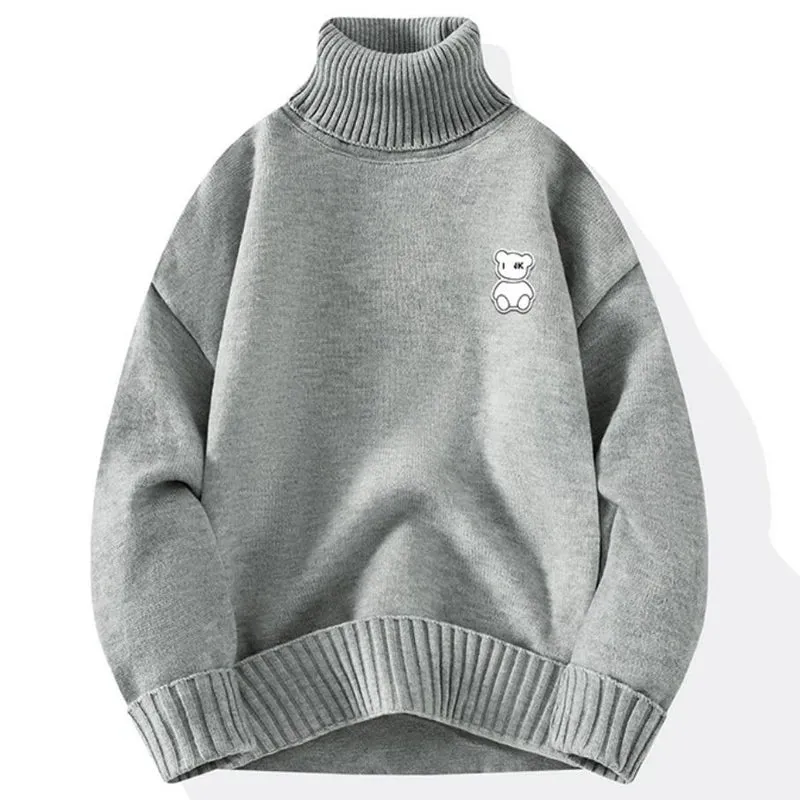 8XL 7XL 6XL 2024 New Fall Winter High End Cashmere Sweater Men Fashion Bear Printed Mens Christmas Sweaters Turtleneck Pullovers