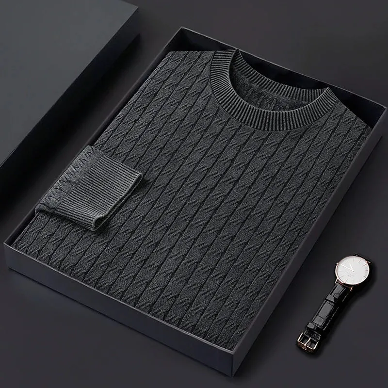 8XL 7XL 6XL 2024 New Fall Winter High End Luxury 100% Cotton Sweater Men Soft Warm Mens Pullover Sweaters Casual Male Jumpers