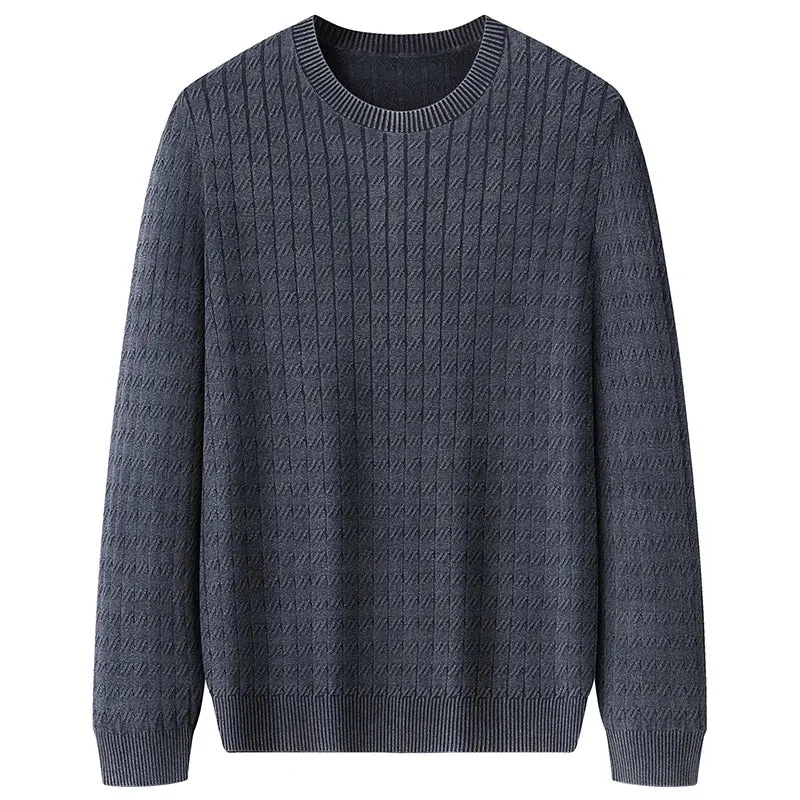 8XL 7XL 6XL 2024 New Fall Winter High End Luxury 100% Cotton Sweater Men Soft Warm Mens Pullover Sweaters Casual Male Jumpers