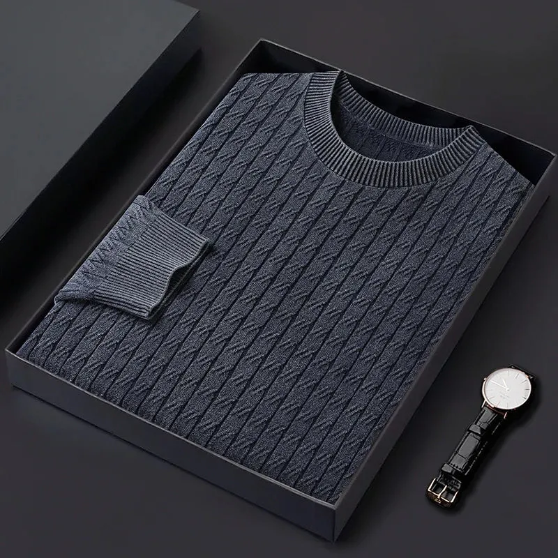 8XL 7XL 6XL 2024 New Fall Winter High End Luxury 100% Cotton Sweater Men Soft Warm Mens Pullover Sweaters Casual Male Jumpers