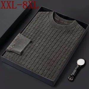 8XL 7XL 6XL 2024 New Fall Winter High End Luxury 100% Cotton Sweater Men Soft Warm Mens Pullover Sweaters Casual Male Jumpers