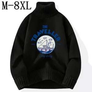 8XL 7XL 6XL 2024 New Fall Winter Top Grade Cashmere Turtleneck Sweater Men Letter Print Pullovers Fashion Mens Christmas Jumper