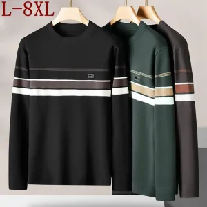8XL 7XL 6XL 2024 New Fall Winter Top Grade Luxury Wool Sweater Men Fashion Striped Mens Christmas Jumper Casual Loose Pullovers