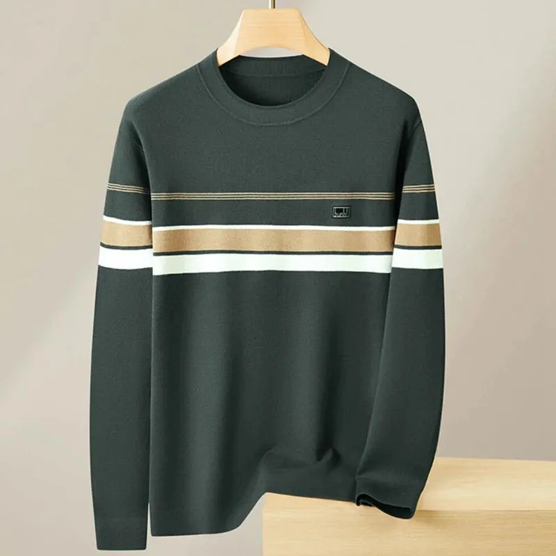 8XL 7XL 6XL 2024 New Fall Winter Top Grade Luxury Wool Sweater Men Fashion Striped Mens Christmas Jumper Casual Loose Pullovers