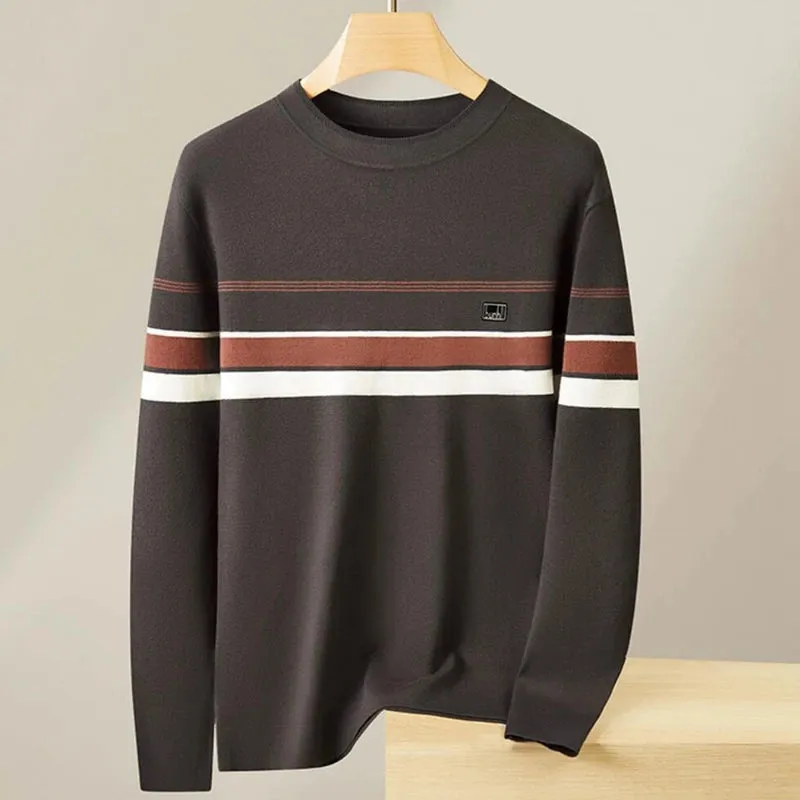 8XL 7XL 6XL 2024 New Fall Winter Top Grade Luxury Wool Sweater Men Fashion Striped Mens Christmas Jumper Casual Loose Pullovers