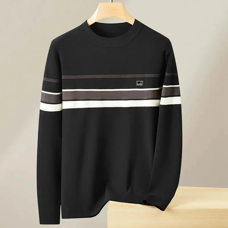 8XL 7XL 6XL 2024 New Fall Winter Top Grade Luxury Wool Sweater Men Fashion Striped Mens Christmas Jumper Casual Loose Pullovers