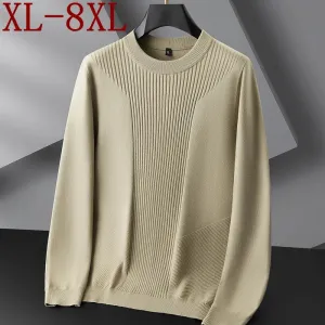 8XL 7XL 6XL Pull Homme 2024 New Fall Winter Top Grade Luxury Wool Sweater Men Soft Warm Mens Jumper Casual Loose Male Sweaters