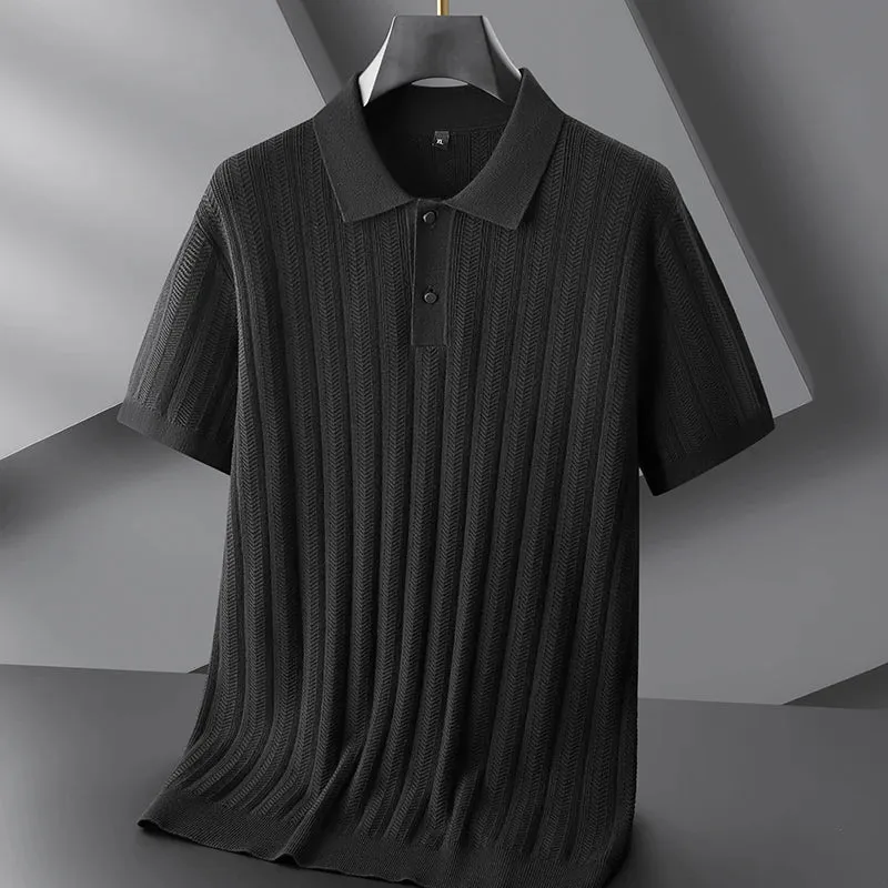 8XL 7XL 6XL Soft Warm Pull Homme 2024 New Fall High End Luxury Sweater Men Short Sleeve Lapel Mens Jumpers Casual Loose Pullover