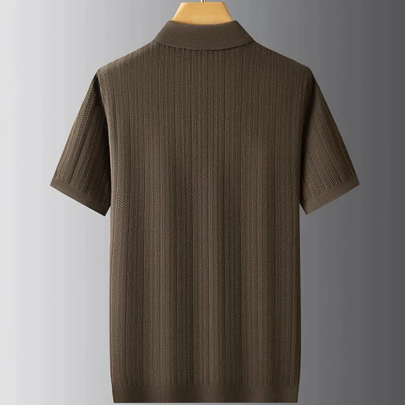 8XL 7XL 6XL Soft Warm Pull Homme 2024 New Fall High End Luxury Sweater Men Short Sleeve Lapel Mens Jumpers Casual Loose Pullover