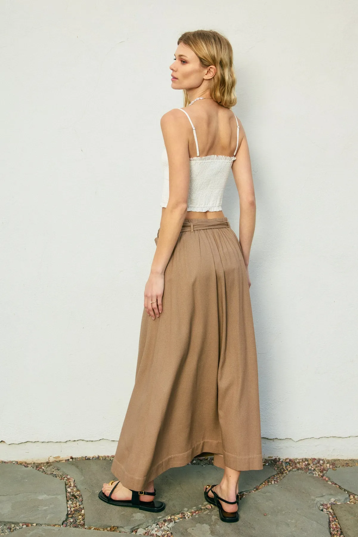 Addison Button Detail A Line Midi Skirt