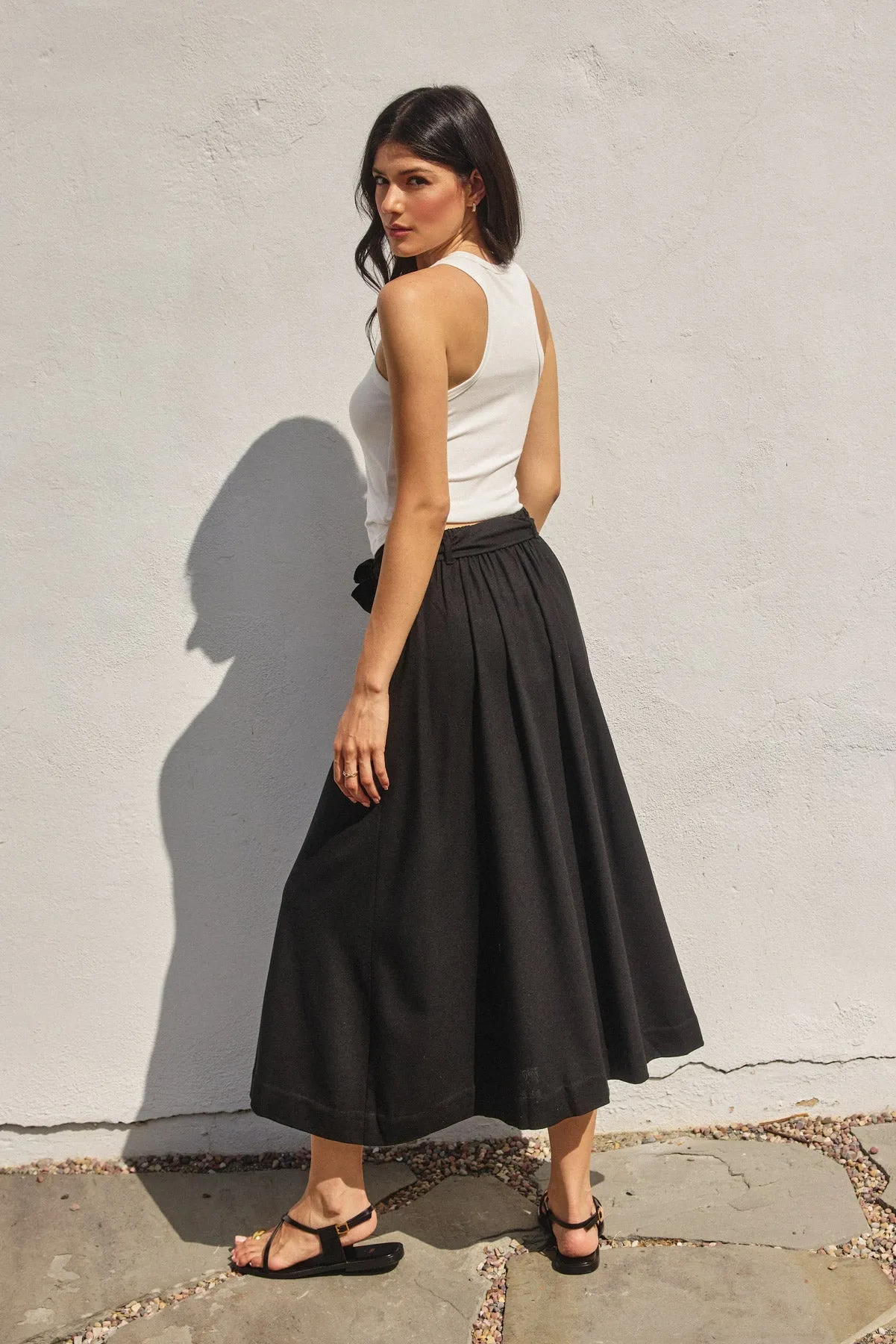 Addison Button Detail A Line Midi Skirt