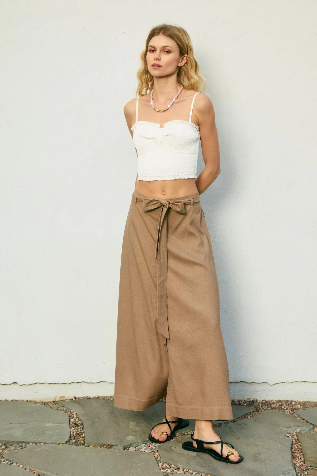 Addison Button Detail A Line Midi Skirt