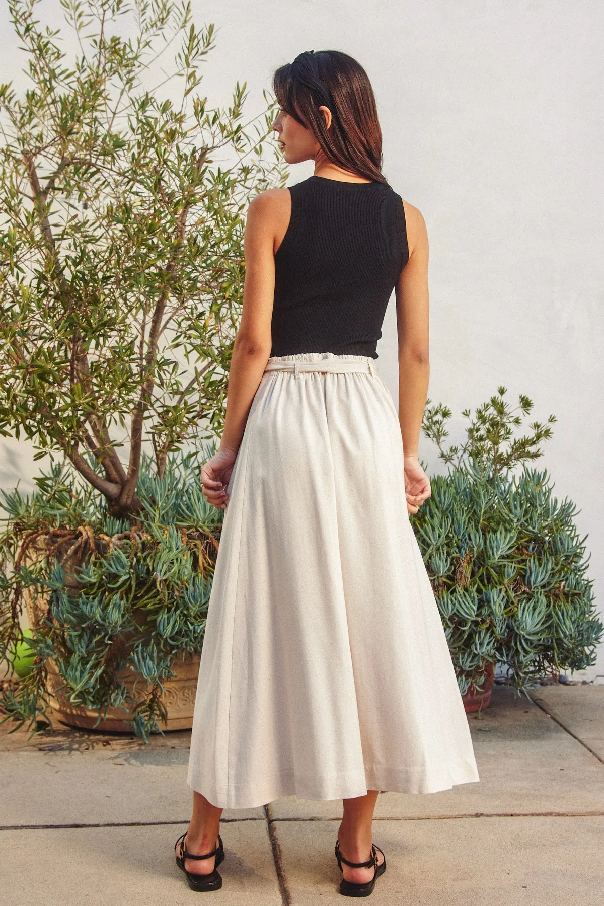 Addison Button Detail A Line Midi Skirt
