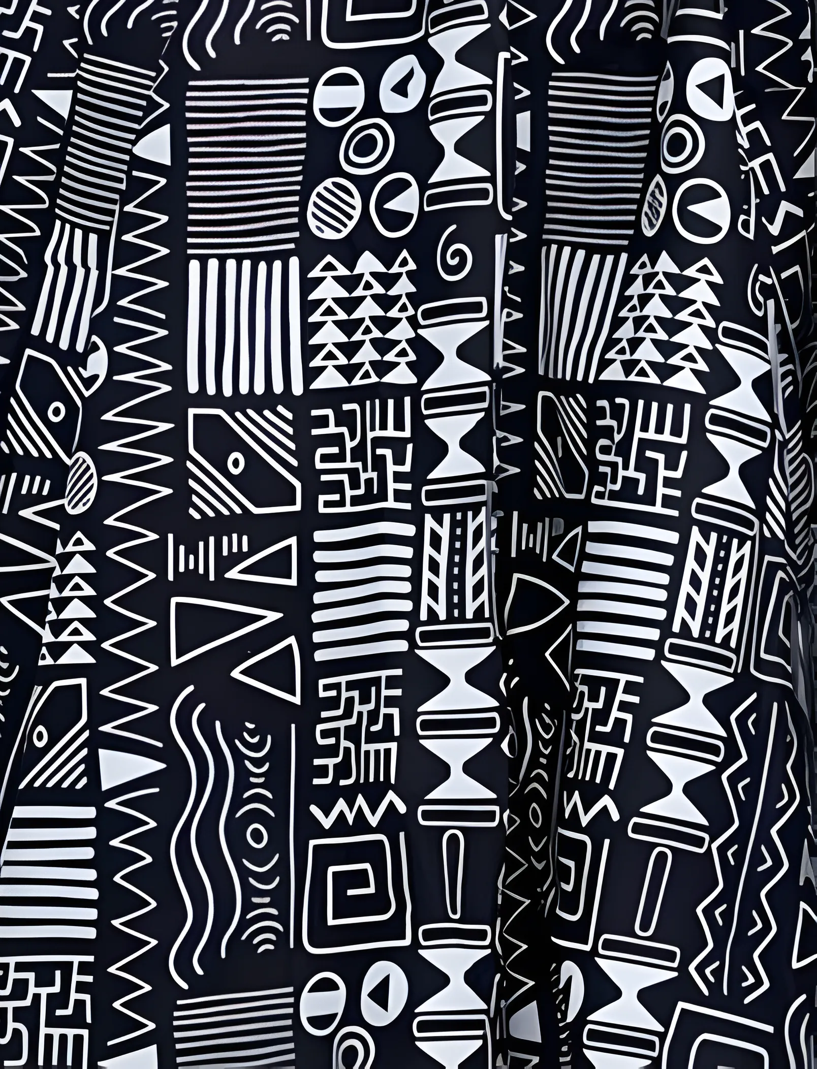 African Black/White Print Midi Skirt