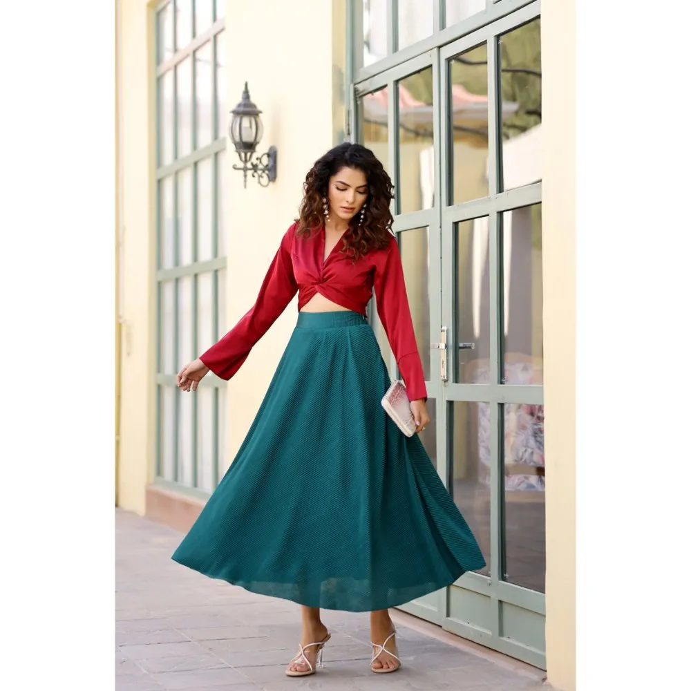 AlterEGO Delilah Pretty Pleat Umbrella Green Maxi Skirt