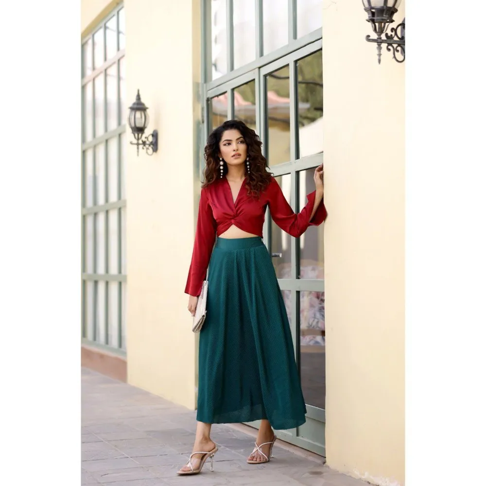 AlterEGO Delilah Pretty Pleat Umbrella Green Maxi Skirt