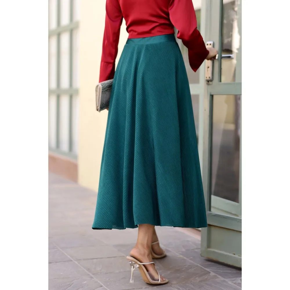 AlterEGO Delilah Pretty Pleat Umbrella Green Maxi Skirt