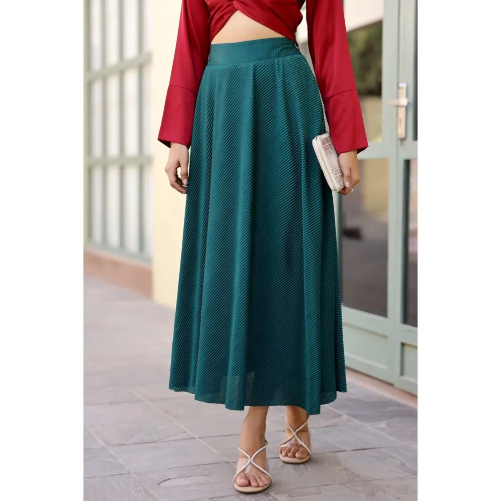 AlterEGO Delilah Pretty Pleat Umbrella Green Maxi Skirt