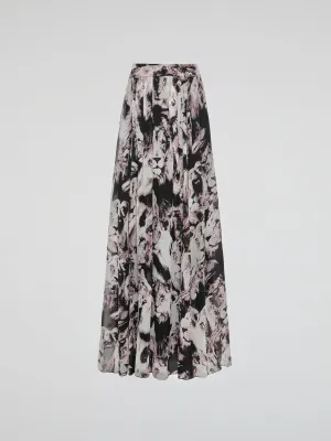 Animal Print Pleated Maxi Dress
