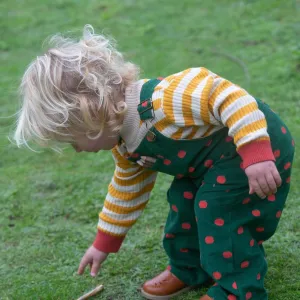 Apple Printed Corduroy Overalls