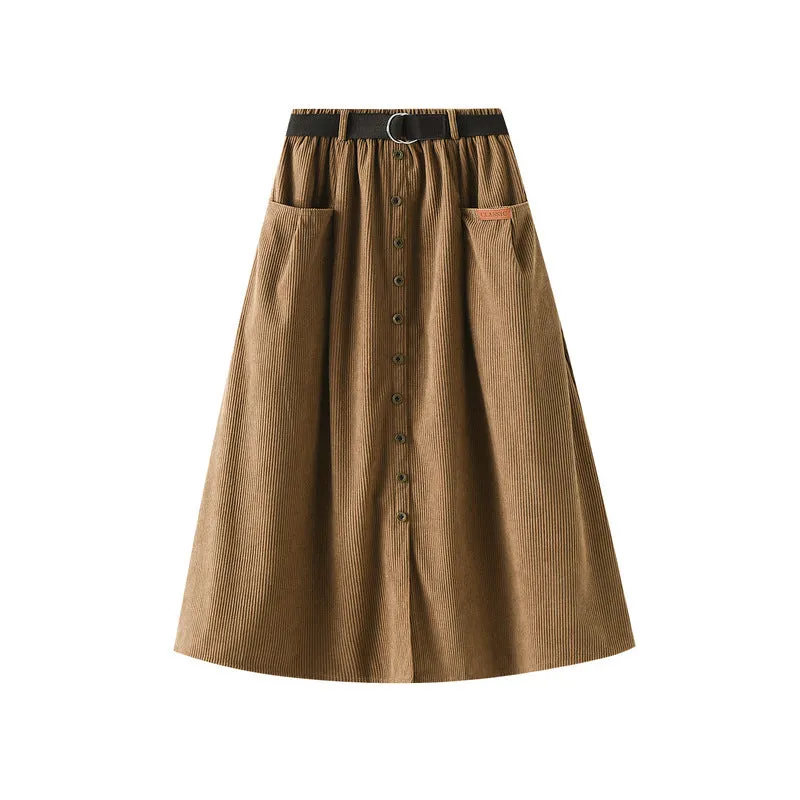 Autumn and Winter Women's Mid-length High Waist Skirt
