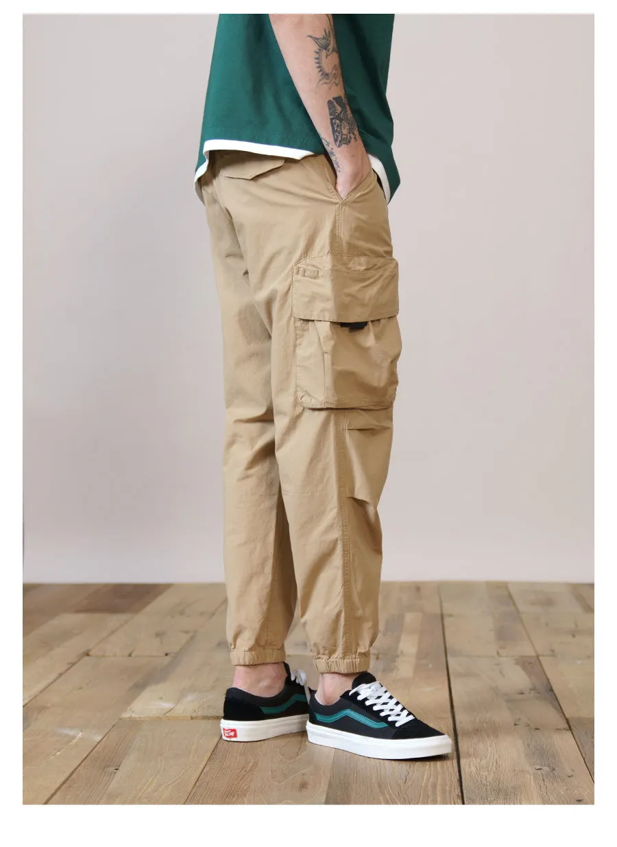 Autumn New Style Multi-bag Tooling Trousers Casual Cropped Trousers Men