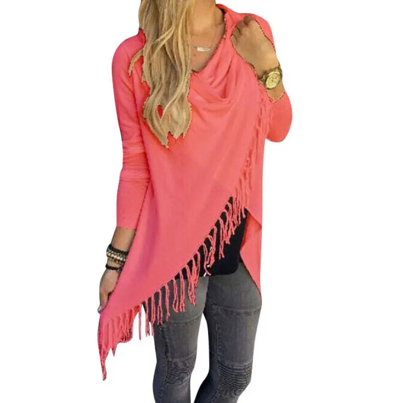 Autumn Winter Cape Poncho Fashion Womens Capes And Ponchoes Women Oversized Sweater With Tassel Turtleneck Sweater Plus Size XXL