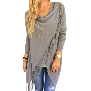 Autumn Winter Cape Poncho Fashion Womens Capes And Ponchoes Women Oversized Sweater With Tassel Turtleneck Sweater Plus Size XXL