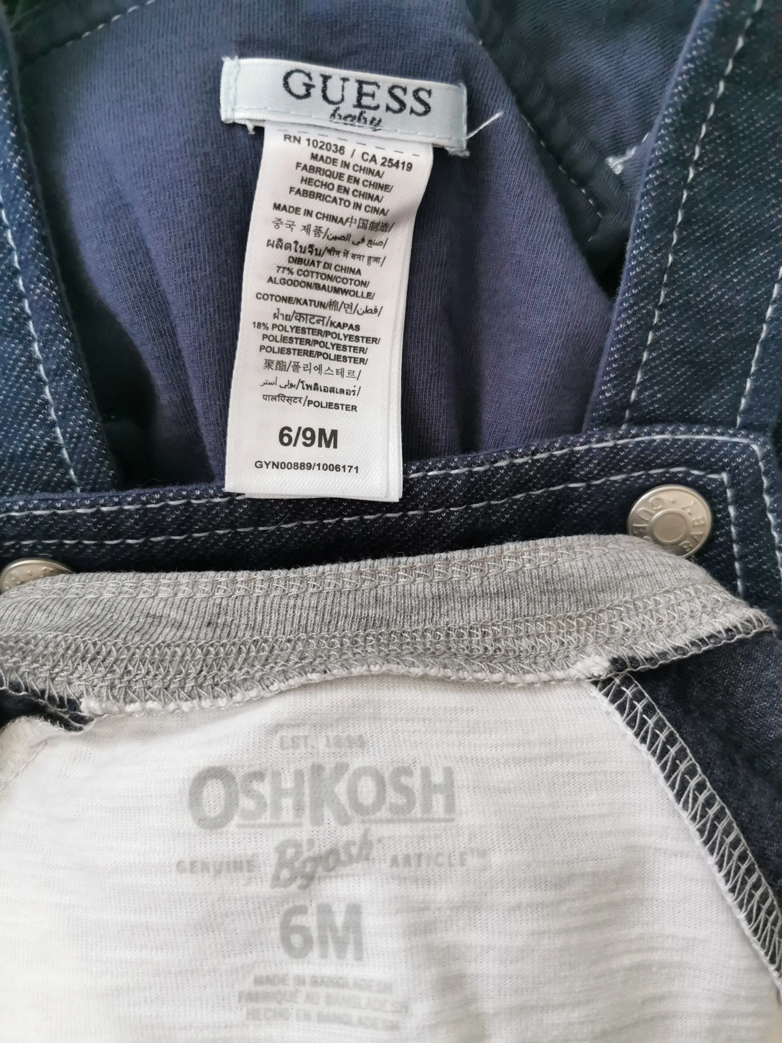 BABY BOY SIZE 6/9 MONTHS - GUESS BABY & OSHKOSH, 2 Piece Mix N Match Summer Outfit EUC B14