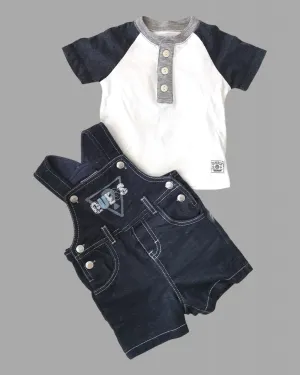 BABY BOY SIZE 6/9 MONTHS - GUESS BABY & OSHKOSH, 2 Piece Mix N Match Summer Outfit EUC B14