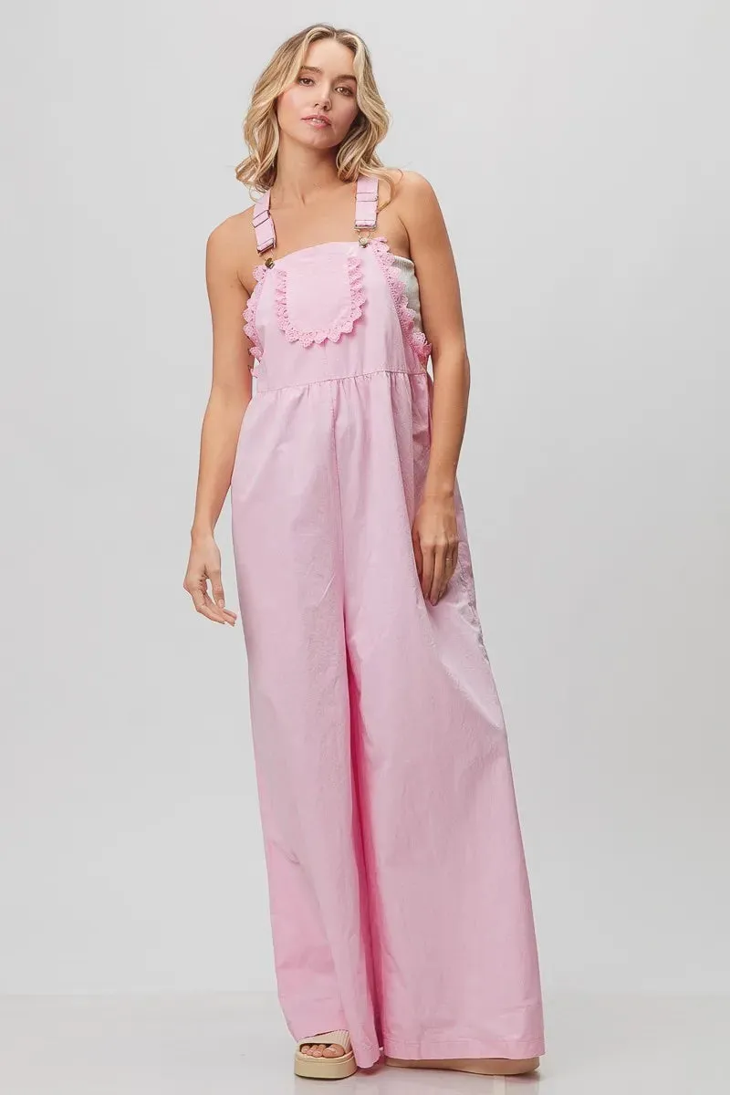 BiBi Lace Edge Detail Wide Leg Overall