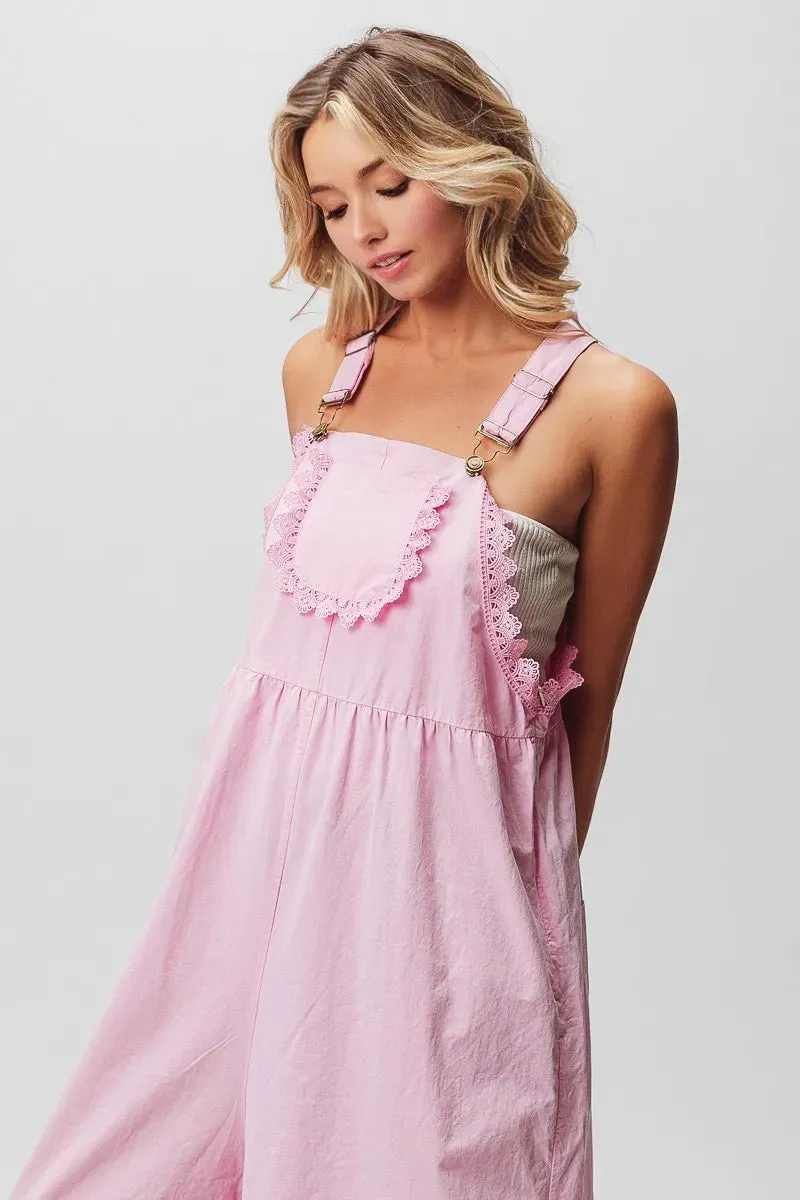 BiBi Lace Edge Detail Wide Leg Overall