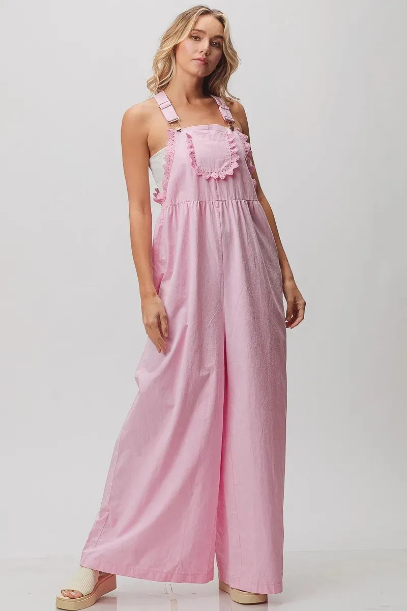 BiBi Lace Edge Detail Wide Leg Overall