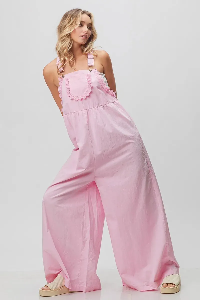 BiBi Lace Edge Detail Wide Leg Overall
